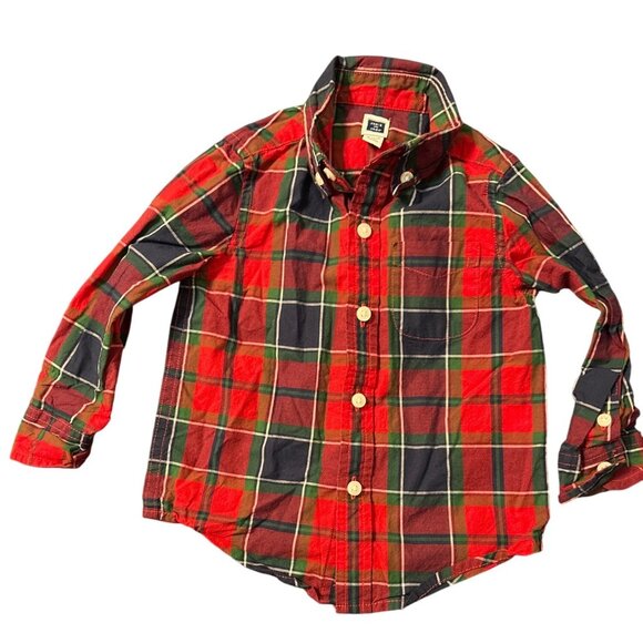 Janie And Jack Toddler Plaid Button-Up Shirt 12-18 Months Red & Green Cotton - Picture 1 of 3